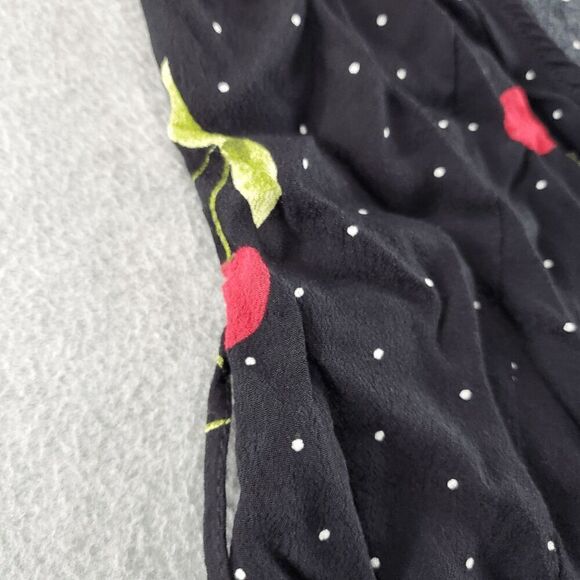 FOREVER 21 Dress Womens Small Black Cherry Print Open Front Tie Wrap Mini - Picture 5 of 9